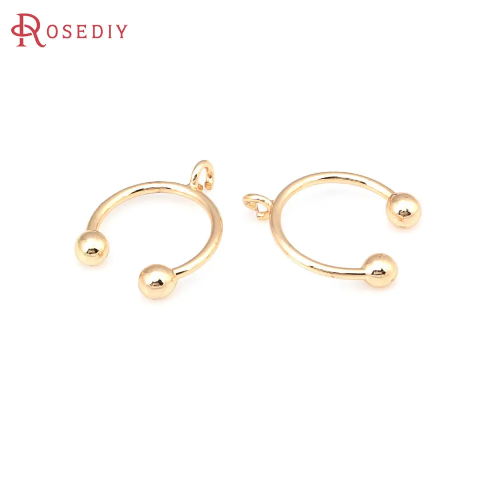 18K Gold Color Brass with Round Ball Heart Star Earrings Clip Jewelry Earrings Women's Earrings Making Diy Findings Accessories