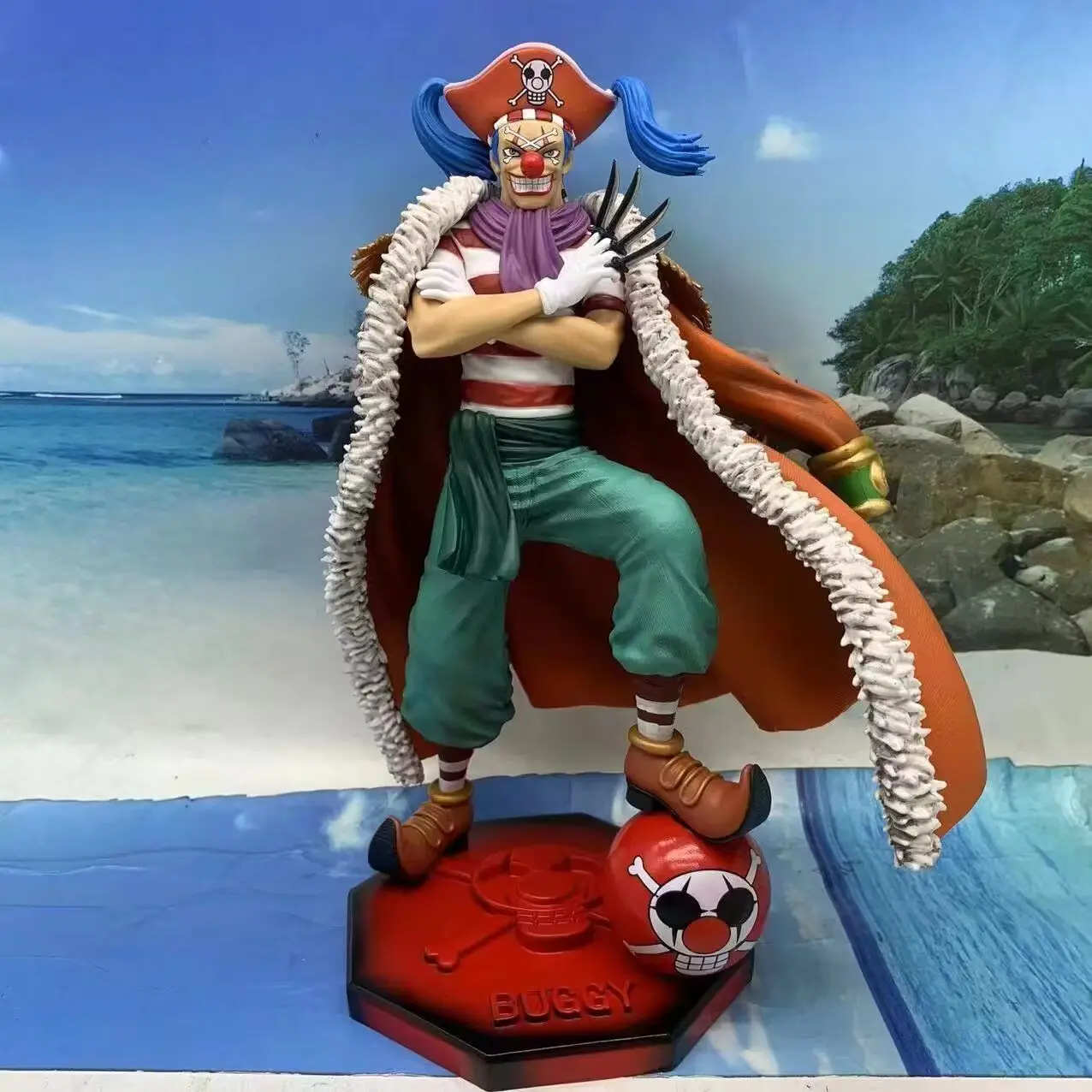 26cm One Piece Anime Figure Four Emperors Clown Buggy Figures PVC Statue Model Collection Desktop Decoration Children Toys Gift