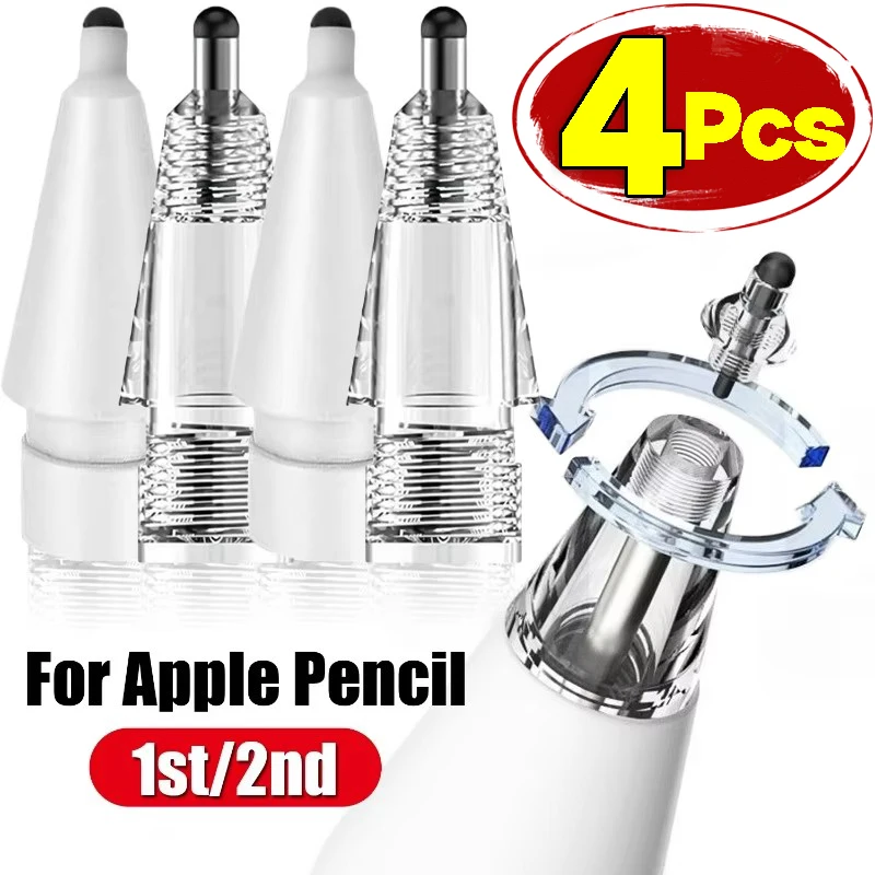 For Apple Pencil 1 2 Replacement Pencil Tips Detachable Stylus Pen Nibs Wear-resistant Anti-slip Mute Pencil Tips for Ipencil