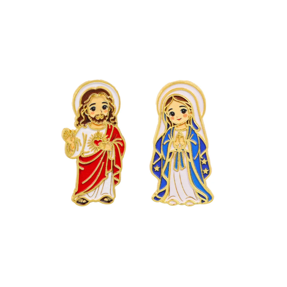 2pcs Religious Virgin Mary Enamel Pin Brooch Jesus Badge Vintage Faith Jewelry Gift for Women Clothes Backpack Accessories - view 4