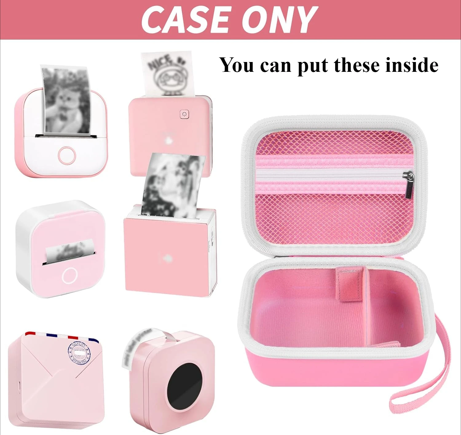 Label Maker Case for Memoking T02/ for Phomemo M02/ M02S/ M02 Pro/ Q30S/ Ponek Mini Pocket Printer,  Printer Storage Organizer