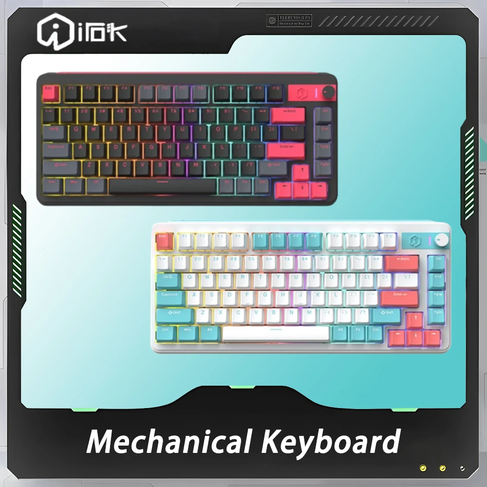 

IROK Li75 Mechanical Keyboards Three Mode Multifunctional Knob Wireless Keyboard gamer RGB Hot Swap Gaming Accessories Office