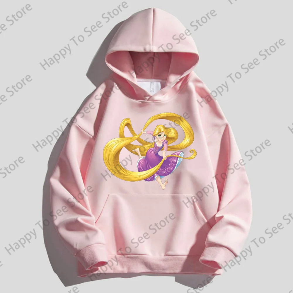 Disney Women\'s Long Hair Princess Pure Cotton Hoodie Spring And Autumn New Cute Long-Sleeved Tops Loose And Comfortable Rapunzel