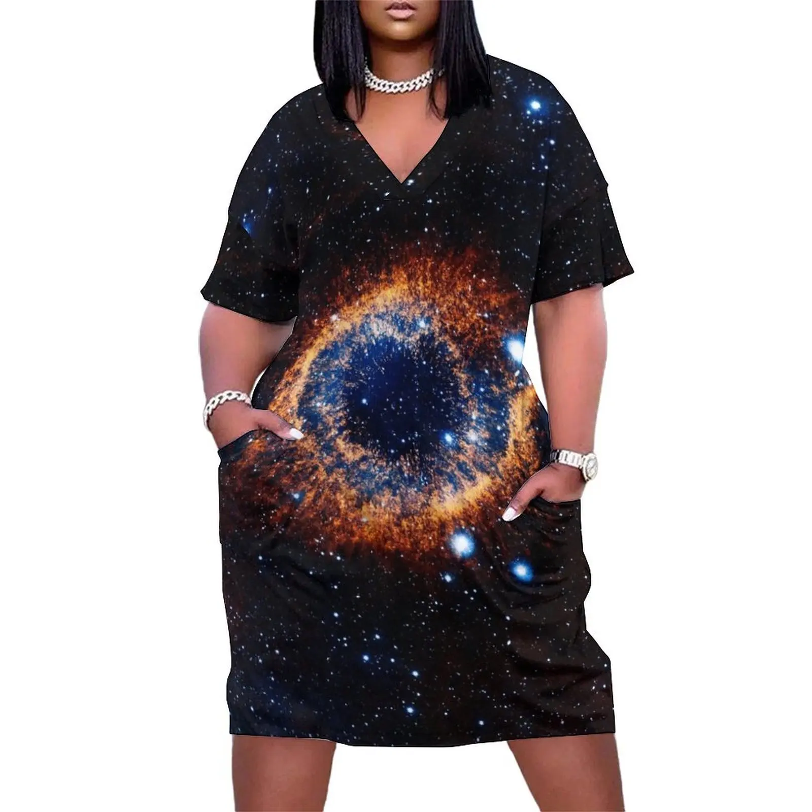 Helix Nebula (Infrared) Loose Pocket Dress Dresses evening dress woman festival outfit women party dress women elegant luxury