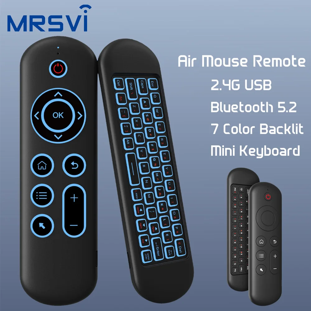 Zapasowy pilot M5 z 7-kolorowym podświetlanym bezprzewodowym klawiaturą Air Mouse 2,4G do telewizora z systemem Android, systemu Windows