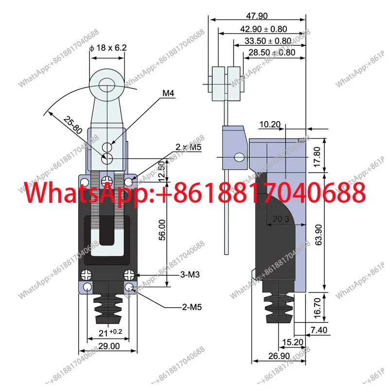 CNTD TZ-8109 self-resetting steel wheel adjustable limit stroke switch