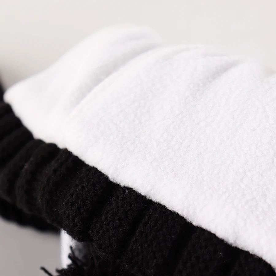 Niedliche Bommel-Babys-Wintermütze, Säuglings-Ohrenklappe, gestrickt, warme Mütze für Jungen, Mädchen, Kleinkinder, Kinder, mit Fleece gefütterte Mütze