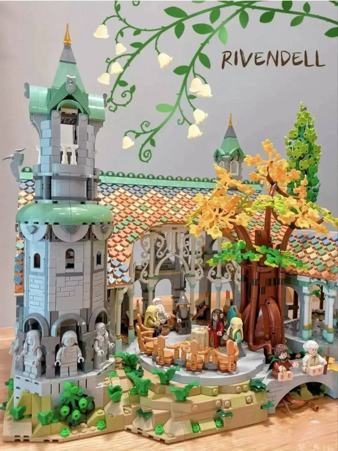 new6167pcs Film Series of the Rings Rivendells Street View Building Blocks modello compatibile 10316 Style Bricks Toy Kid Gifts