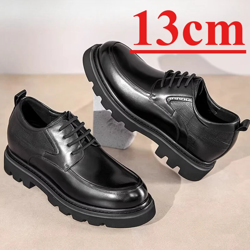 

Height Increasing Derby Shoes for Men's Dress Shoes 13cm Genuine Leather Thick Bottom Lightweight Comfortable Elevated Shoe Male