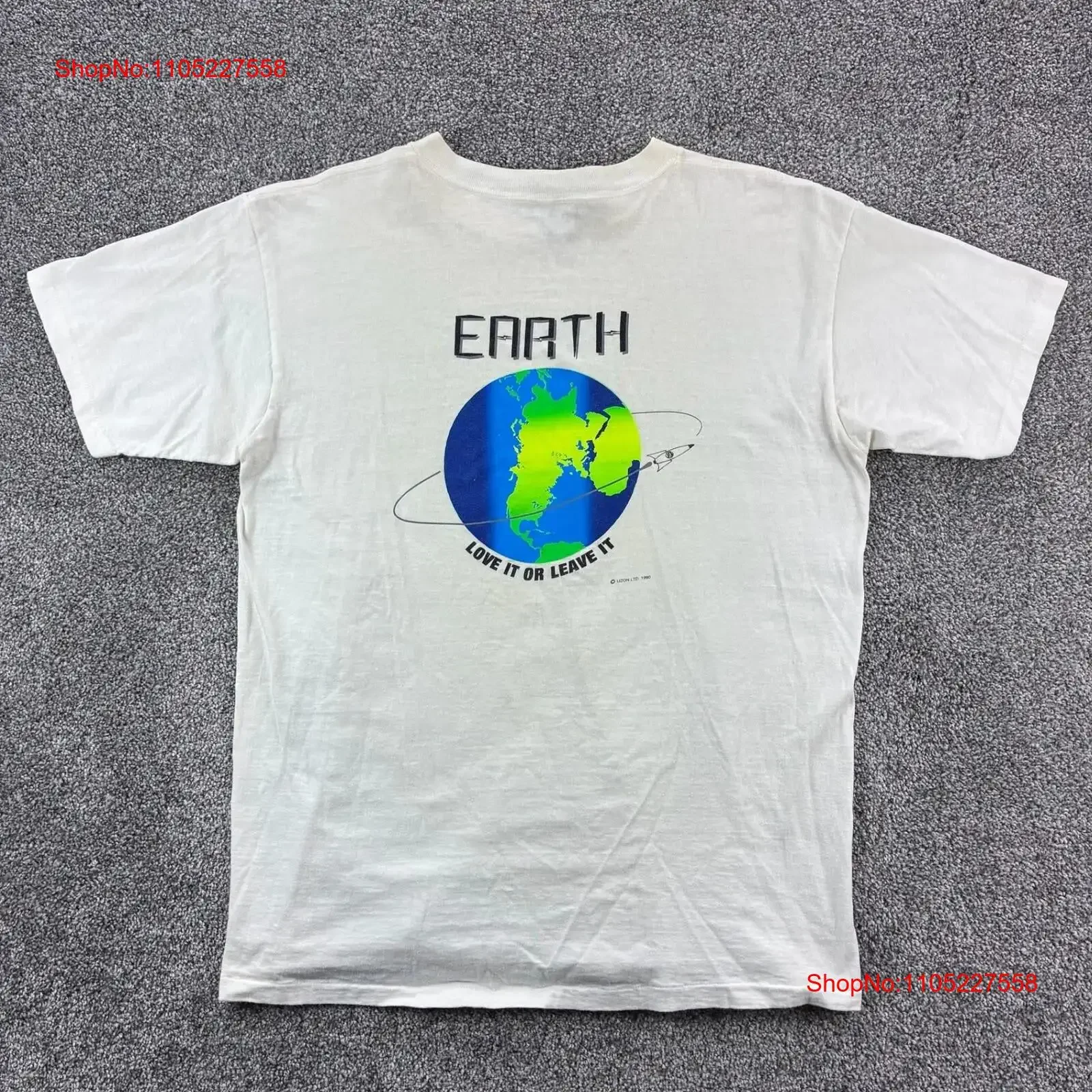 

Винтажная футболка Uzon Cosmetics, мужская большая белая футболка Earth Love It or Leave, винтажная стираная дизайнерская одежда, мягкая дышащая