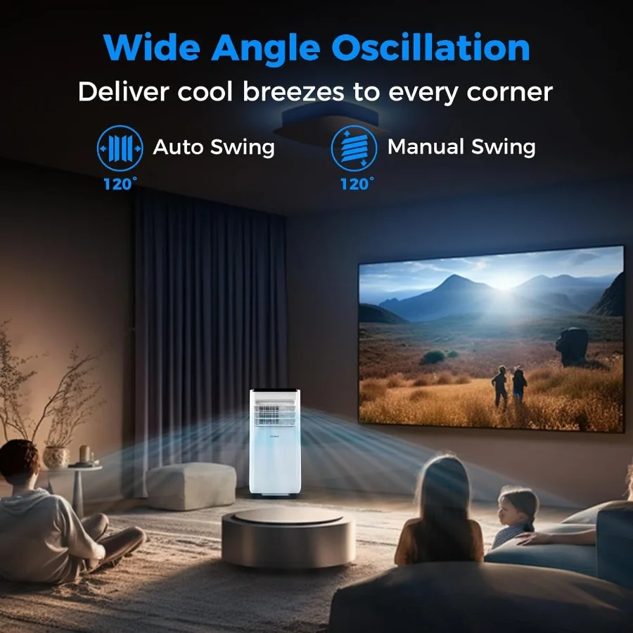 เครื่องปรับอากาศแบบพกพา 8000 บีทียู พร้อมพัดลมและฟังก์ชั่นลดความชื้น สำหรับทำความเย็นภายในอาคาร เหมาะสำหรับห้องนอนและห้องนั่งเล่น