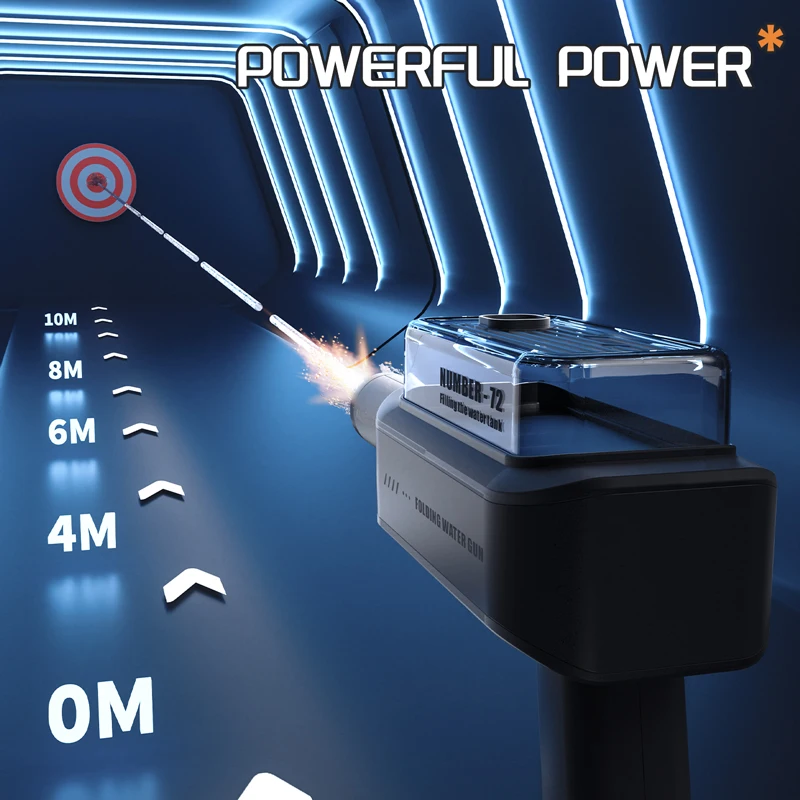 مسدس مياه كهربائي جديد قابل للطي لهب وامض عالي الضغط مسدس مياه مستمر للأولاد والبنات ألعاب لعب للشاطئ في الهواء الطلق #3