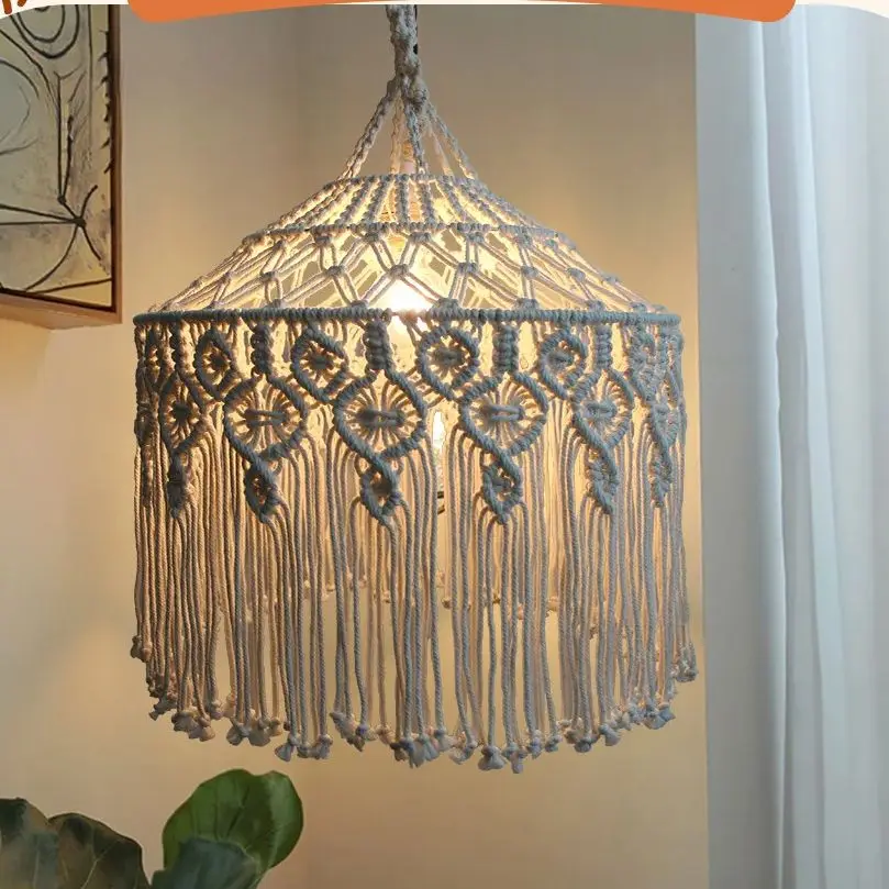 

Тканый гобелен ручной работы, абажур в богемном стиле, макраме, абажур с кисточкой, креативный ретро подвесной светильник, чехол для отеля