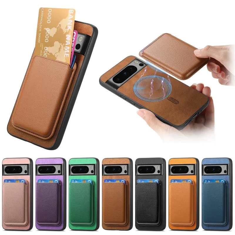 Back Magnetic 2 In 1 Card Slots Phone Case For Google Pixel 9 Pro XL 8A 8 Pro 7A 7Pro Solid Color Leather Protective Cover