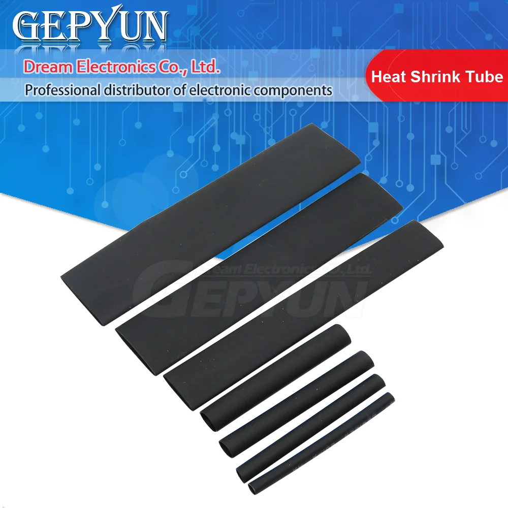 1Meter/set Heat Shrink Tube 1/2/3/4/5/6/8/10/12/16mm 2:1 Black Thermoresistant tube Shrink Sleeving Wrap DIY Connector wire kit