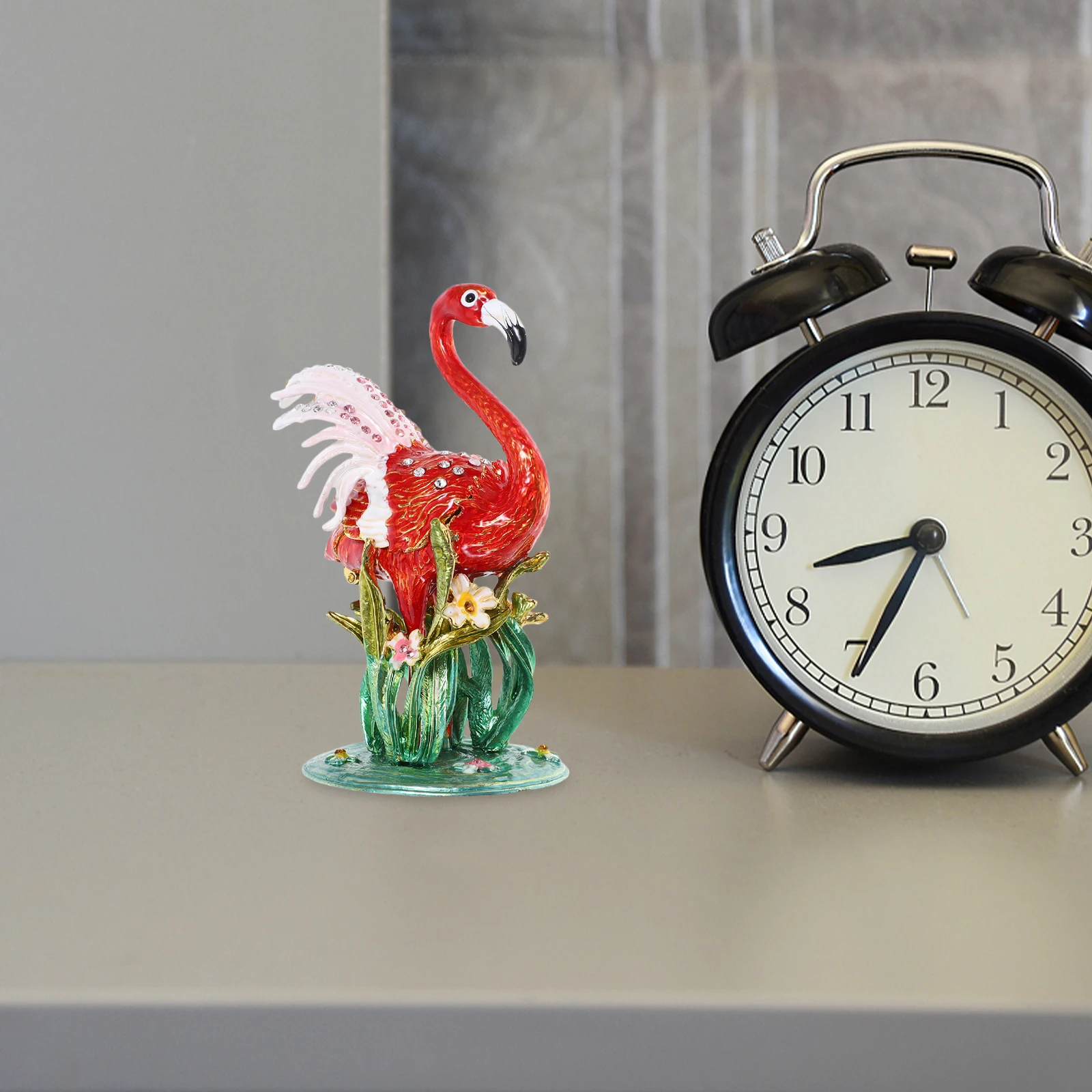 

Jewelry Box Flamingo Decor Animal Candy Dish Home Classroom Bird Figurines Zinc Alloy Office Figure