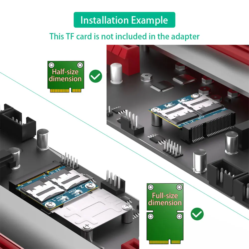 Dubbele TF-kaart naar Mini PCI-E-adapter met halve beugel Mini PCI Express-adapterkaart Geheugenkaartconverter voor laptop