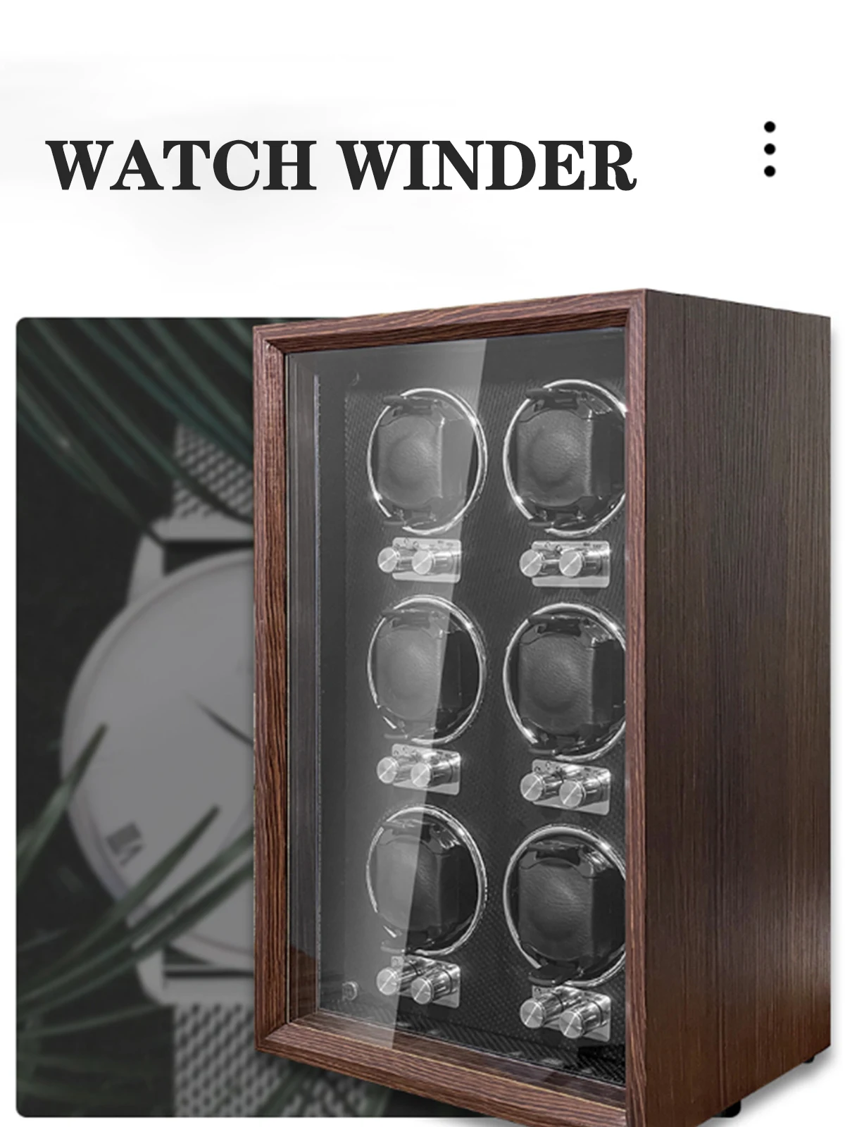 The  Spot Goods Luxury Gift Brand Wood Watch Winder 1 2 4 6 Slot Automatic Watch Box Cabinet Clock Storage Box Watch Shark