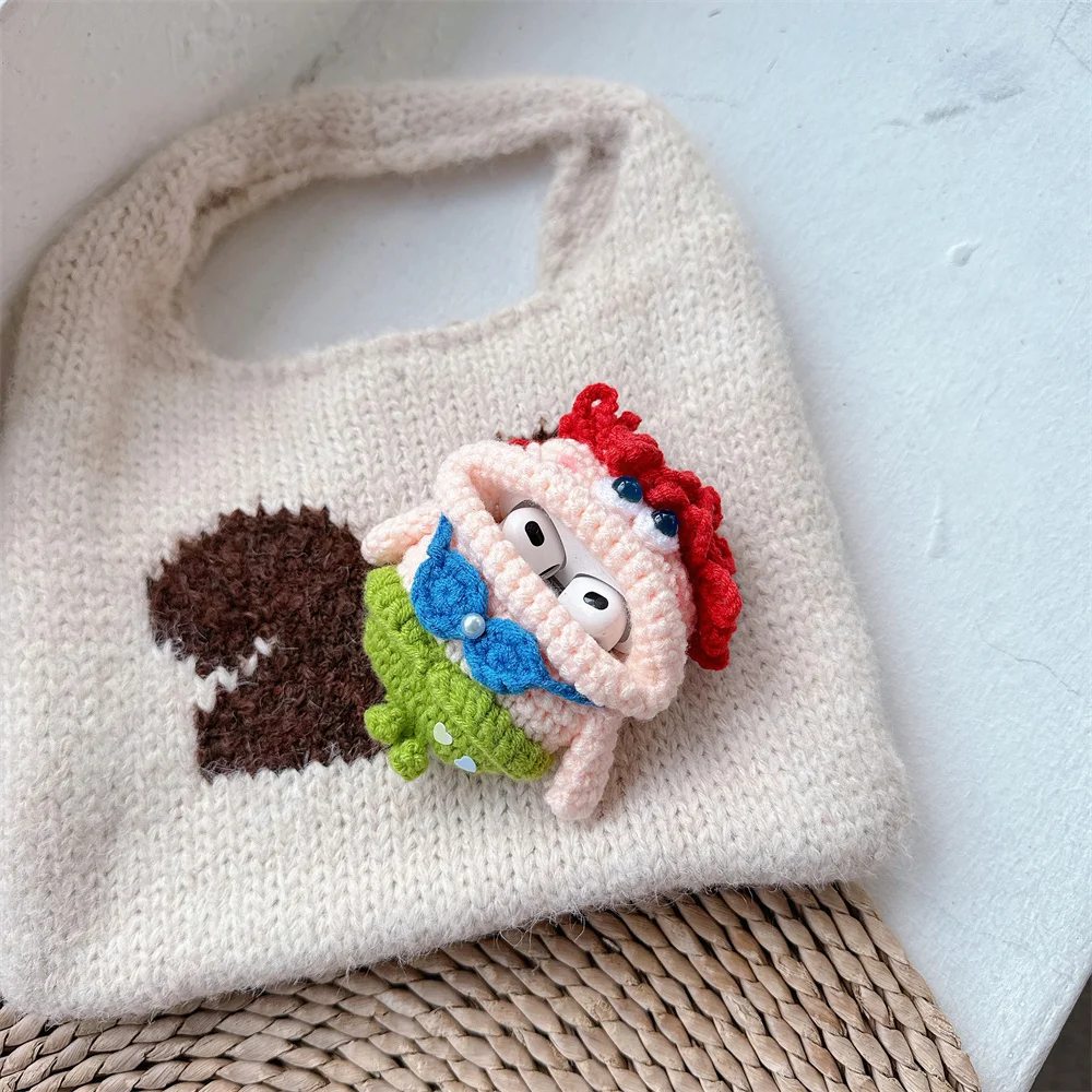 Knitted Plush Earphone Case  Sausage Mouth Doll For Apple AirPods Pro3 AirPods 4 3 2 1 Pro2 Wireless Headphone Protective Cover view 2