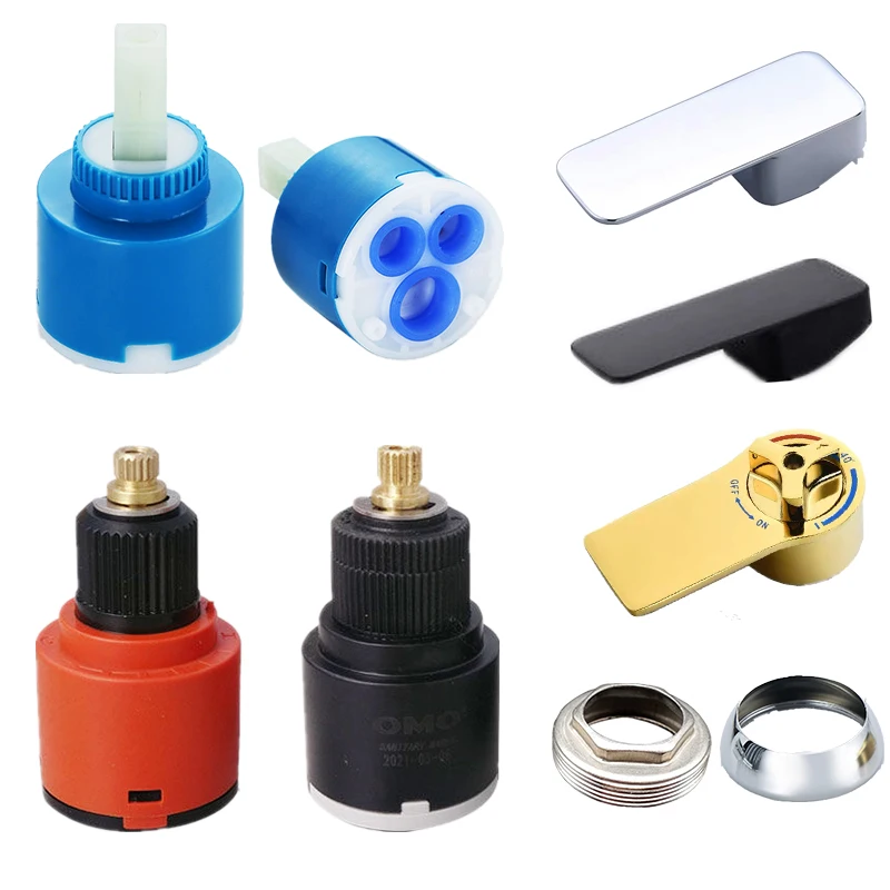 Hot and cold water mixing valve faucet bounce handle switch thermostatic shower cartridge accessories