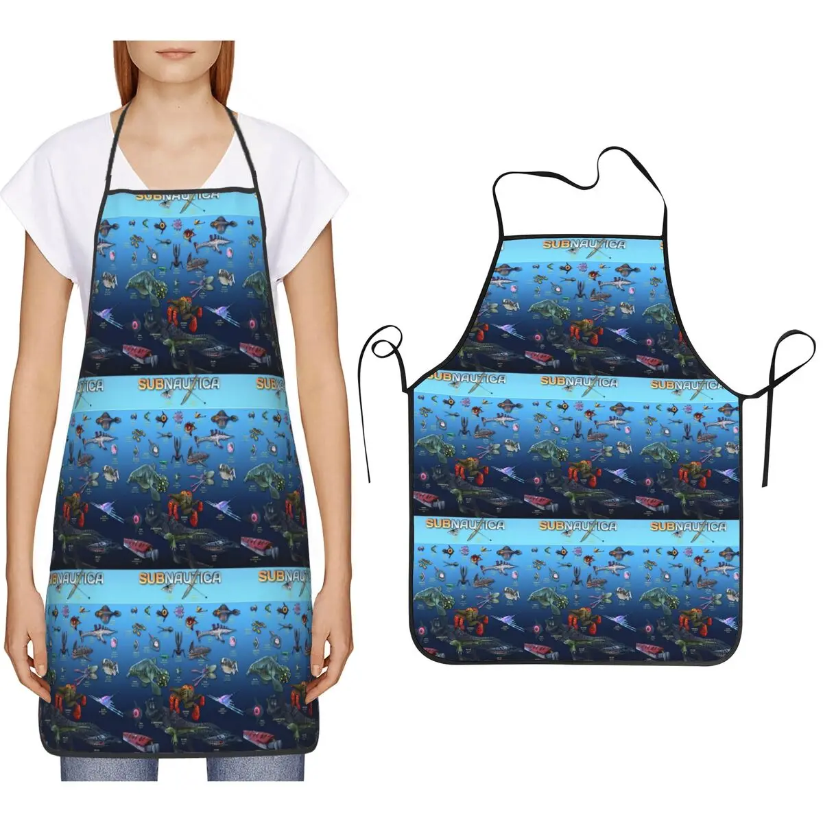 Cartoon Popular Funny Subnautica Below Zero Aprons Chef Cooking Baking Tablier Bib Kitchen Cleaning Pinafore