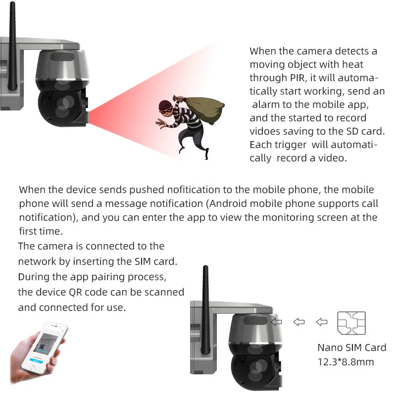 4MPOutdoor CCTV Alimentatore Wireless4G PTZwifiCamera Pannello Monitor