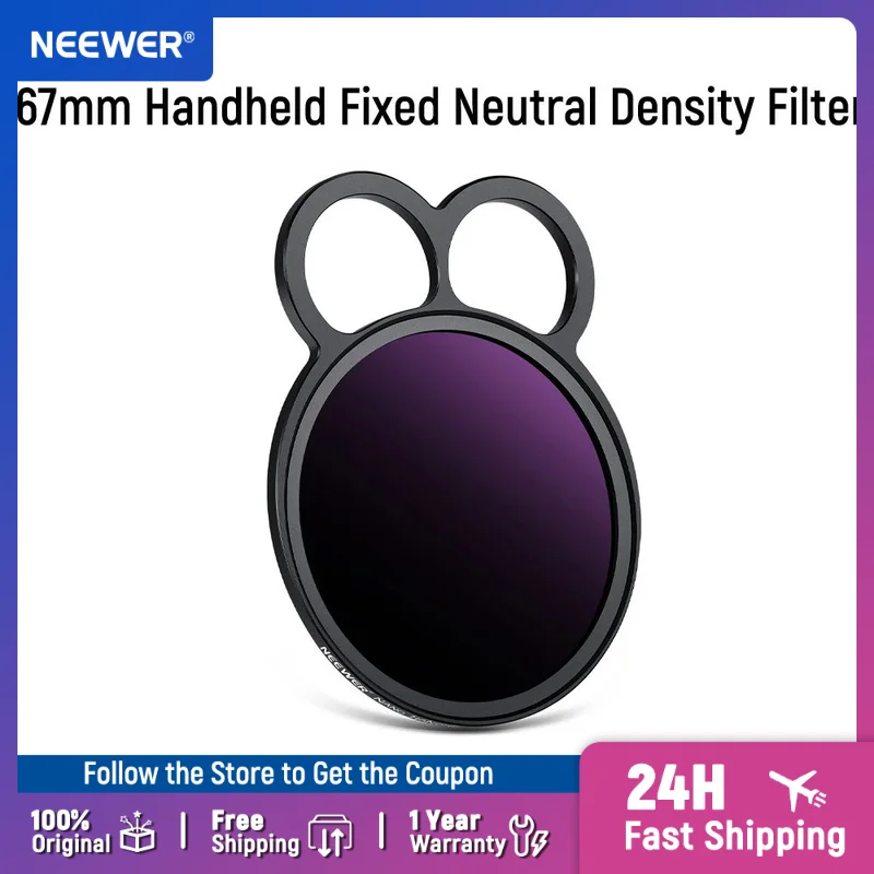 

NEEWER 67mm Handheld Fixed Neutral Density Filter, 16.5 Stop Ultra Dark ND Filter Compatible with iPhone 15 Pro Max Sumsung S24