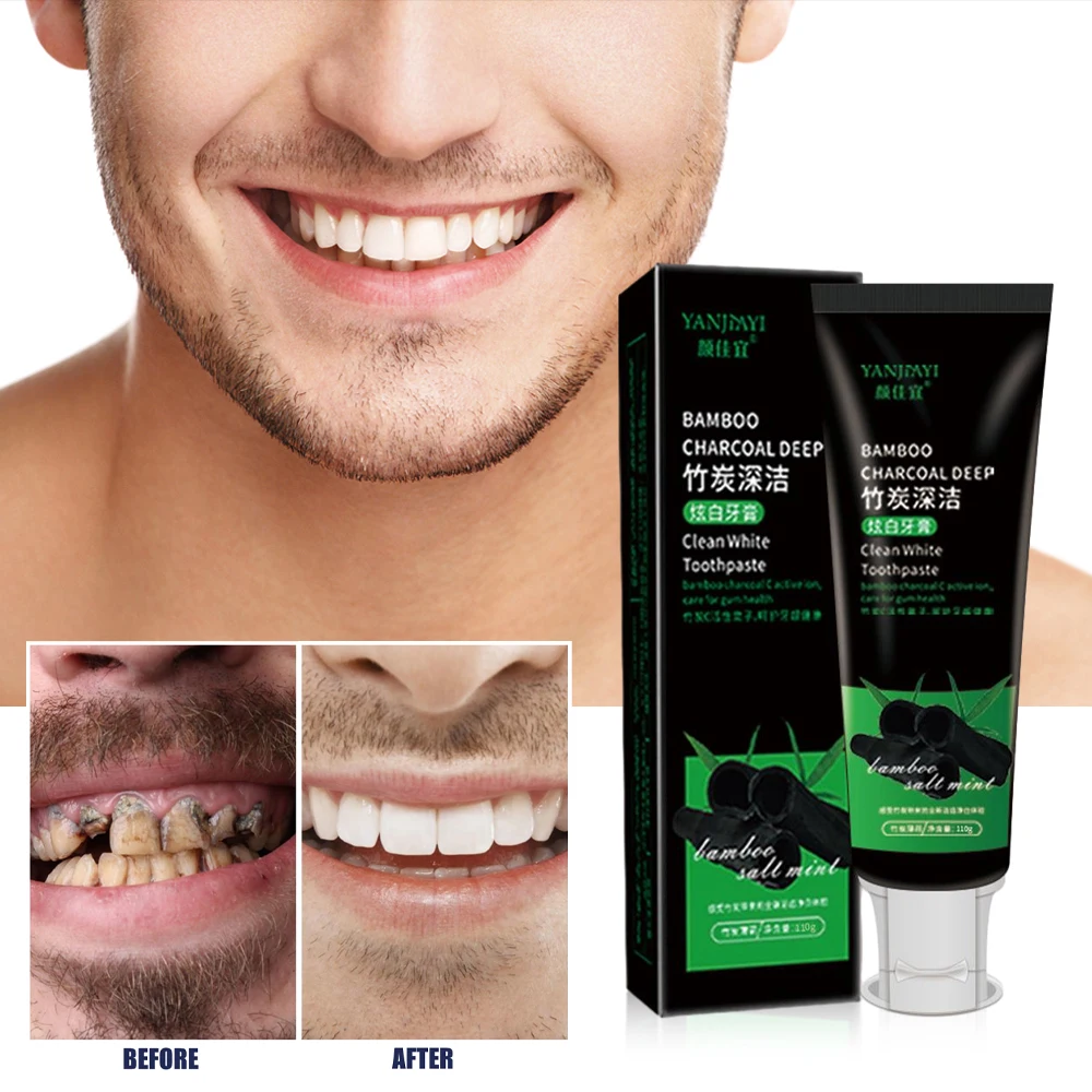 110g Bamboo Charcoal Black Toothpaste Deep Clean Mint Flavor Teeth Whitening Bad Breath Stains Care Beauty Health Maquiagem New