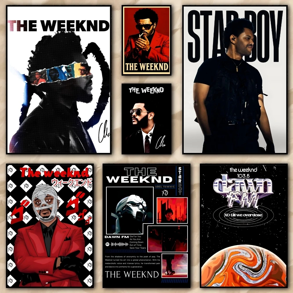 

The Singer W_Weeknd Painting Calligraphy High Quality Canvas Poster Wall Art For Office Restaurant Home Decoration Set