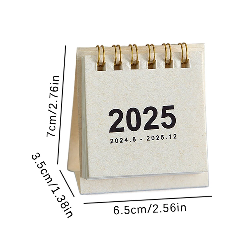 2025 Mini Simple Small Desk Calendar Pocket Portable Calendar Punch Plan Desktop Decoration