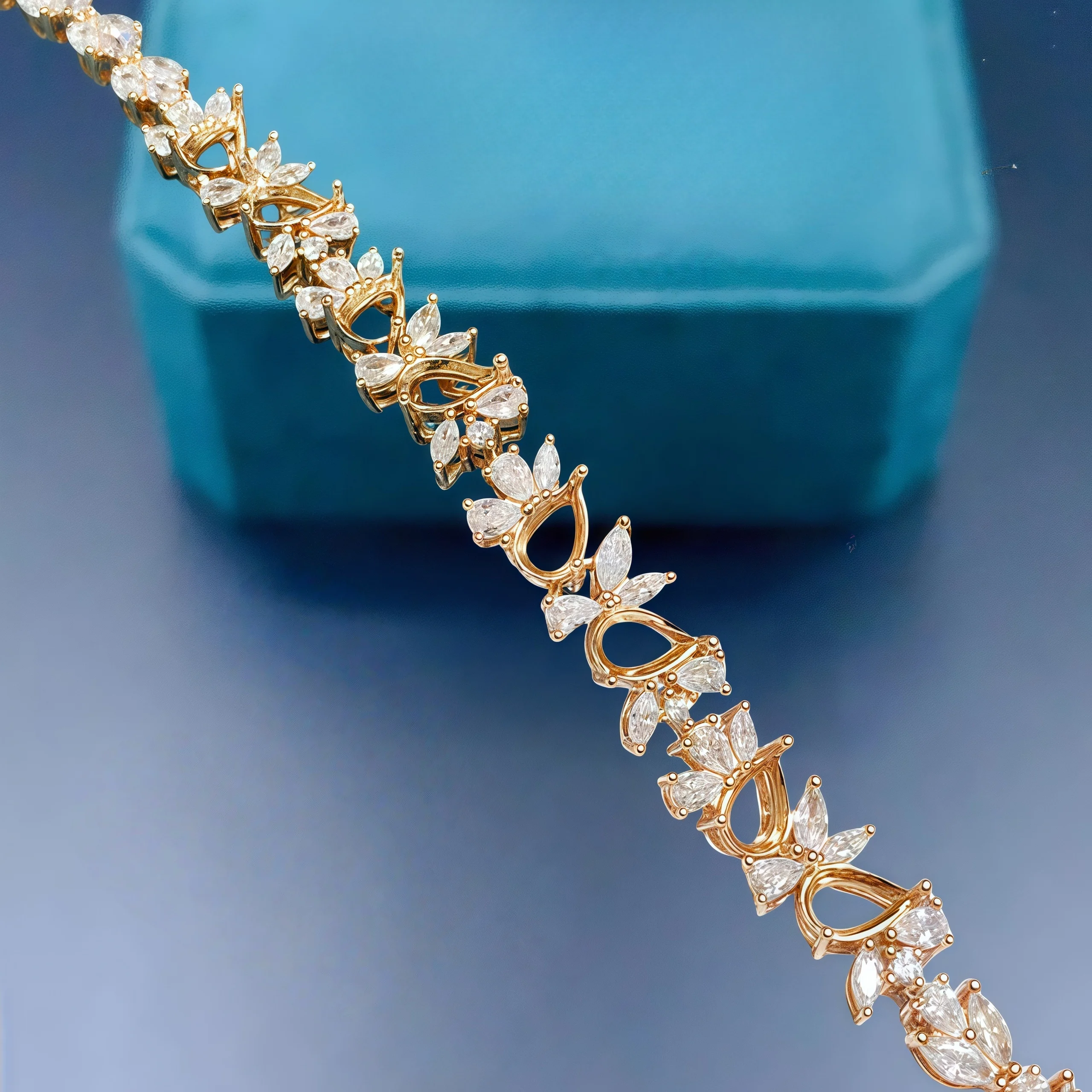 Setting 4*6mm Water Drop Stone S925 Sterling Silver DIY Empty Holder Bracelet Fine Charm Jewelry Luxury Zircon Design for Woman