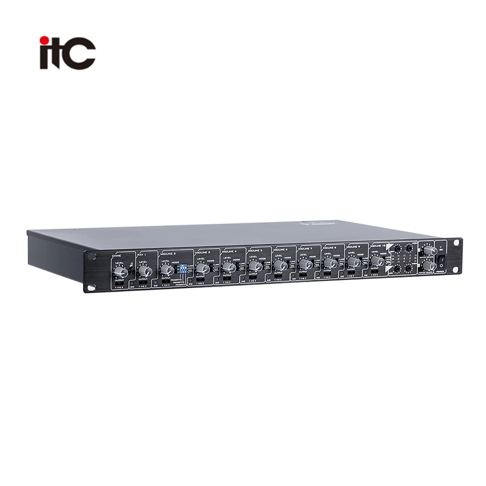 Progetto per indirizzi pubblici Preamplificatore mixer a 2 canali 10 microfoni, 4 Aux, 2 uscite di linea XLR, CA 230 V e 24 V CC