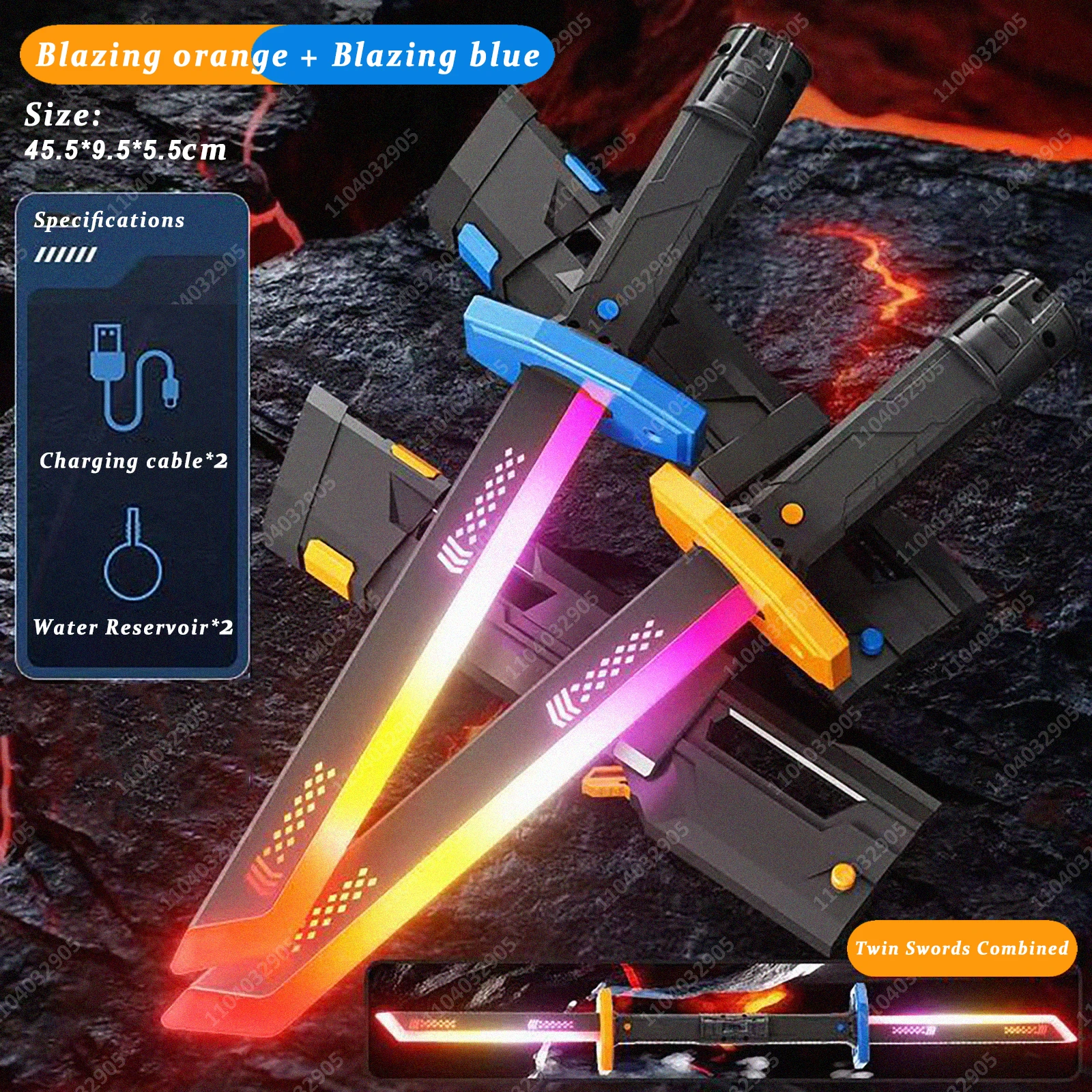 Streamer leuchtendes Schwert mit Funken- und Raucheffekt, buntes 7-Farben-Lichtschwertspielzeug für Kinder und Erwachsene, Party, Cosplay, Weihnachtsgeschenk