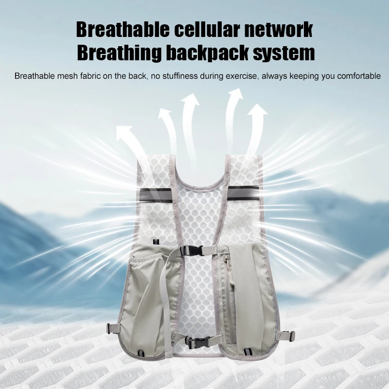 【rrkxa】سترة للجري مع جيوب متعددة وخفيفة الوزن وعاكسة للضوء وحقيبة ظهر قابلة للتنفس للتسلق والمشي لمسافات طويلة والتخييم