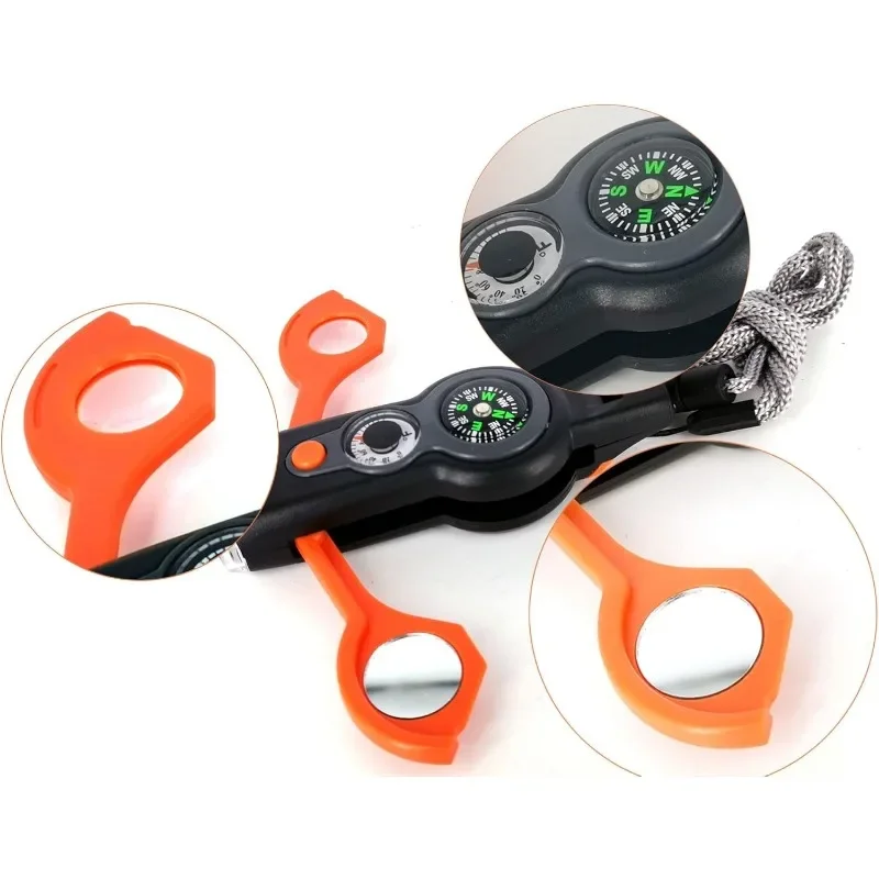 with Lanyard Compass Flashlight Camping Hike 7-in-1 emergency Survival function outdoor multi-functional rescue whistle