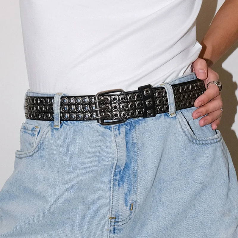 High Quality Hollow Rivet Designer Belt For Men And Women Gothic Accessories personality Punk Style Ideal choice for Gift  Jeans