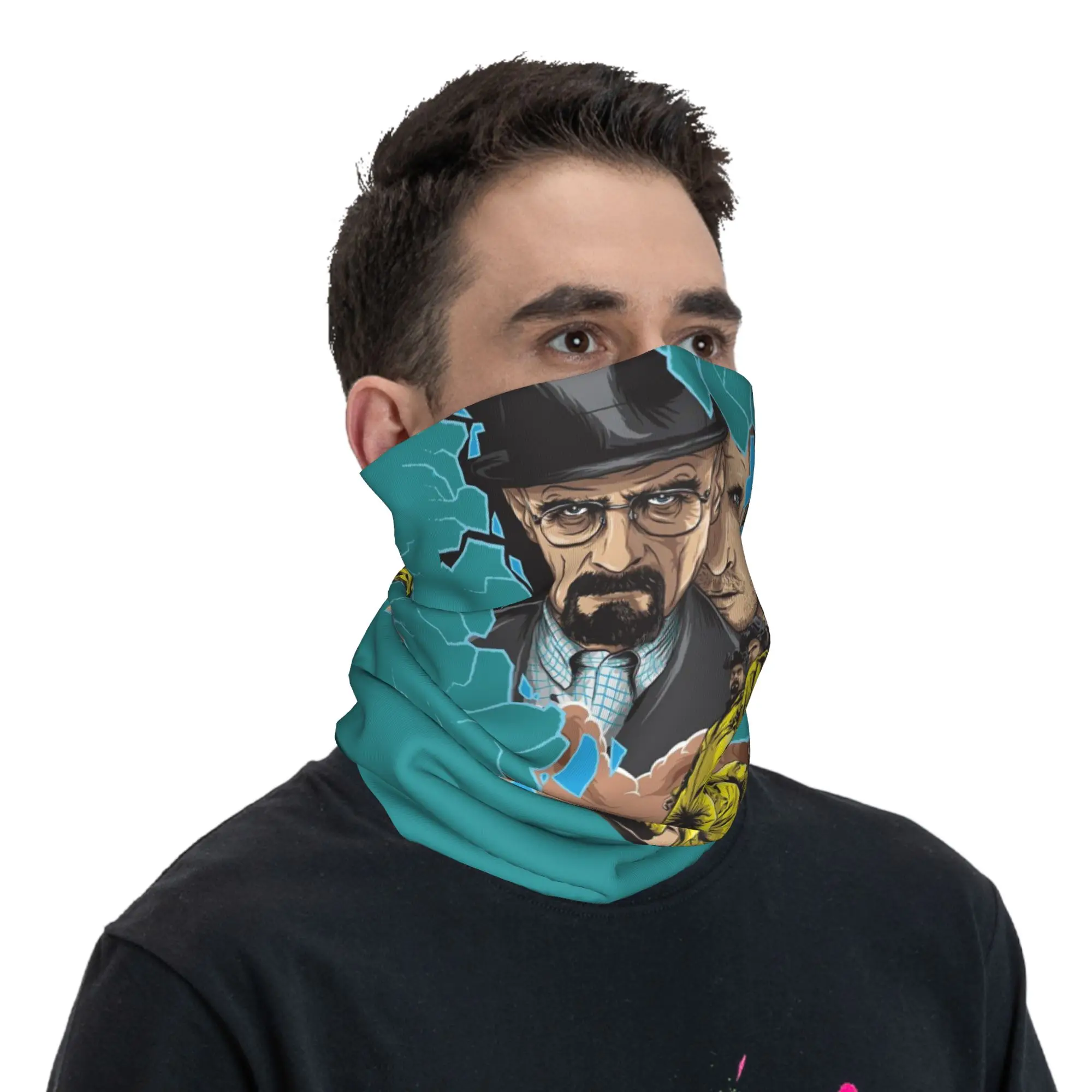 Custom Breaking Bad Poster Design Bandana Neck Warmer Women Men Winter Ski Hiking Scarf Gaiter Walter White And Jesse Pinkman view 5