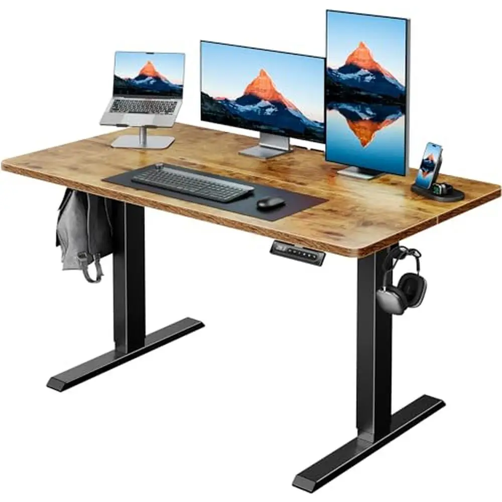 Electric Standing Desk Adjustable Height Memory Settings Cable Manager Sit Stand Up Home Office Ultimate Stability Durable Steel