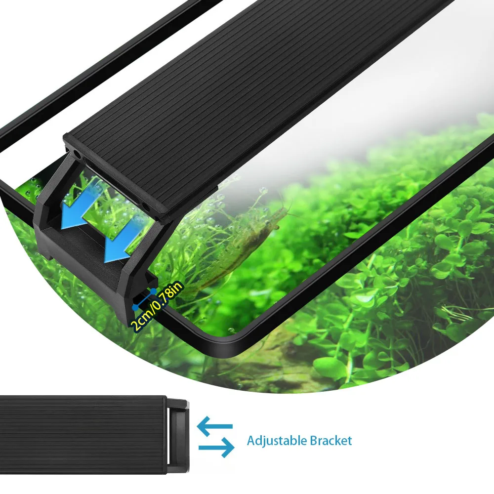 Full Spectrum Planted Aquarium LED Lighting 20-63cm 110V-240V External Controller, With Extendable Brackets, Fish Tank Light