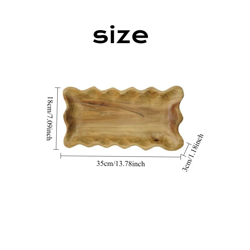 Solid Wood Handmade Rectangular Tray, Creative Lace Fruit Trays, Home Hospitality Trays, Pastoral Dry Brewing Small Tea Tray