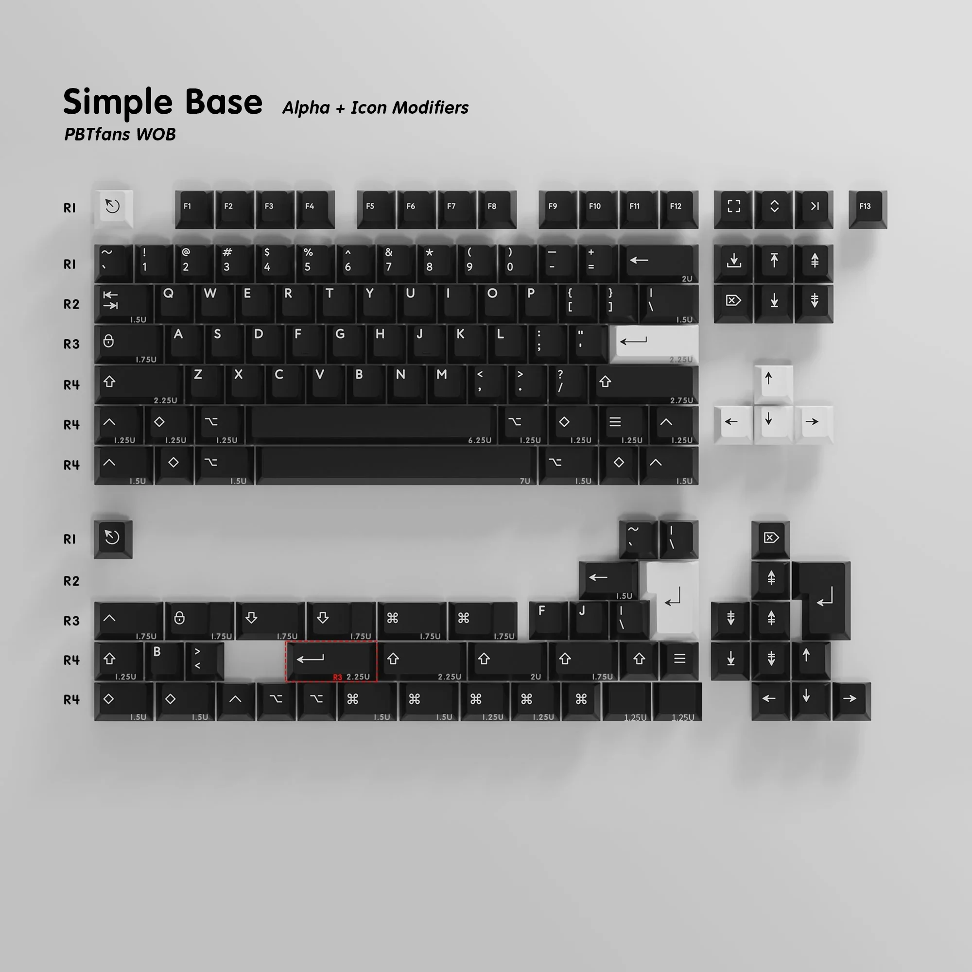 ベースキット] PBTfans WOB PBT 素材 Doubleshot Cherry プロファイル