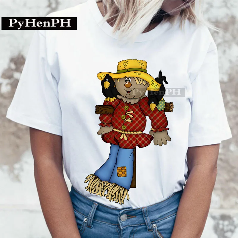 New Personality Scarecrow Printed Short Sleeve T-shirt Youth Summer Crew-neck Tops Aesthetic Clothes  Women Clothes