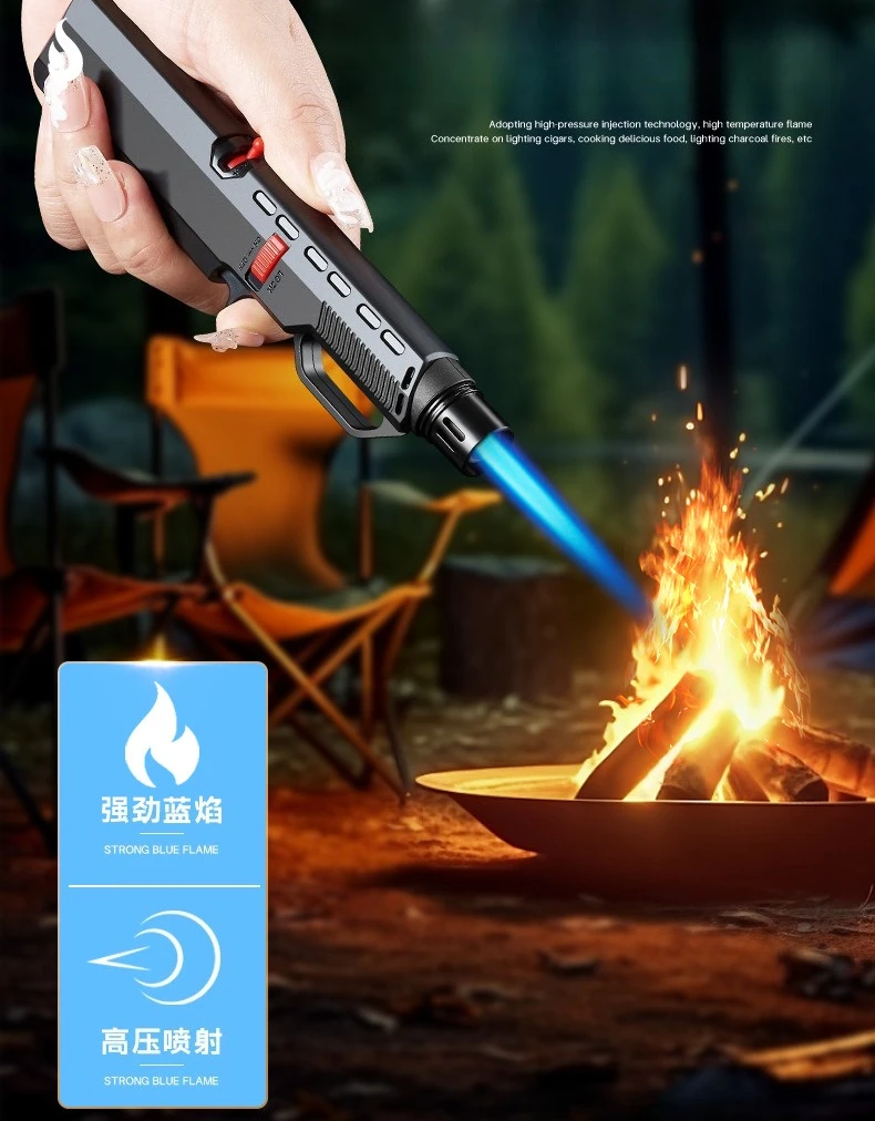 

New Decoration Inverted Direct Fire Gun Windproof Inflatable Cigar Moxibustion Small Spray Gun Outdoor Lighter