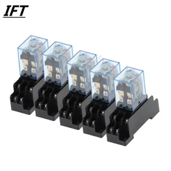 5 takım röle LY2NJ 12V 24V 36V 220V 110V AC DC küçük röle 10A 8PIN bobin DPDT soket tabanı ile