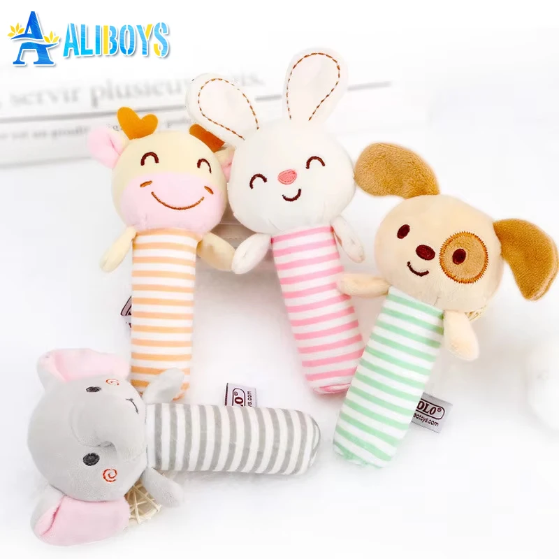 Baby Rattles Crib Handbell Animal Plush Hanging Rattles Child Educational Grasping Sensory Toy Toddler Newborn Christmas Gift