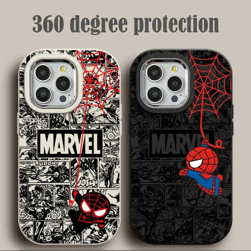 Marvel Cartoon Spider Man Phone Case for iPhone 15ProMax 14 Pro 12 11 13 Pro 12Pro 14 15Plus Silicone Luxury Cover