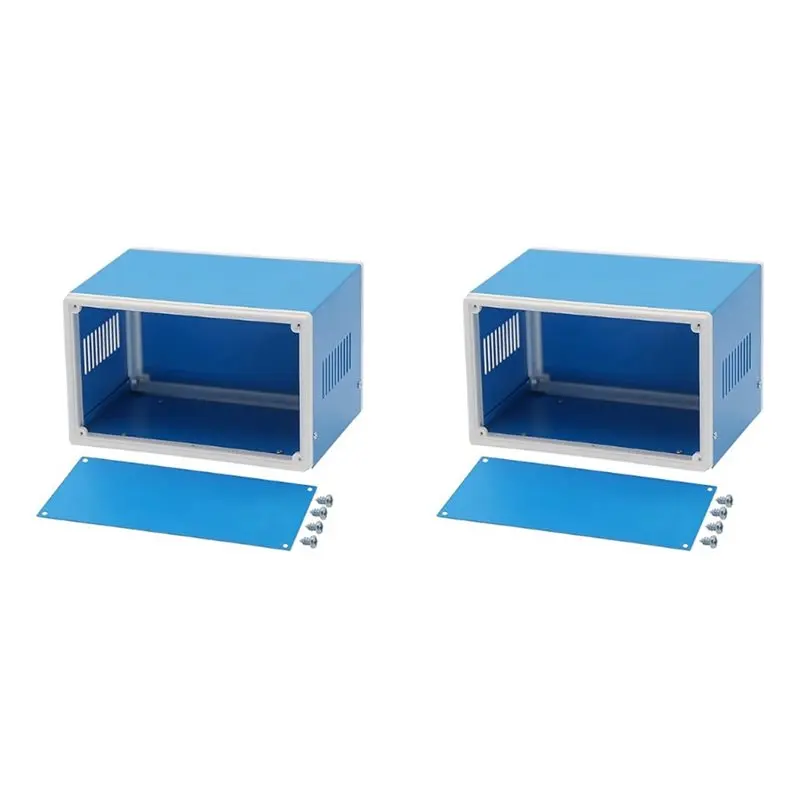 ABMO 2X Junction Box Blue Metal Project Box DIY Electric Enclosure Case Preventive Case Electrical Box