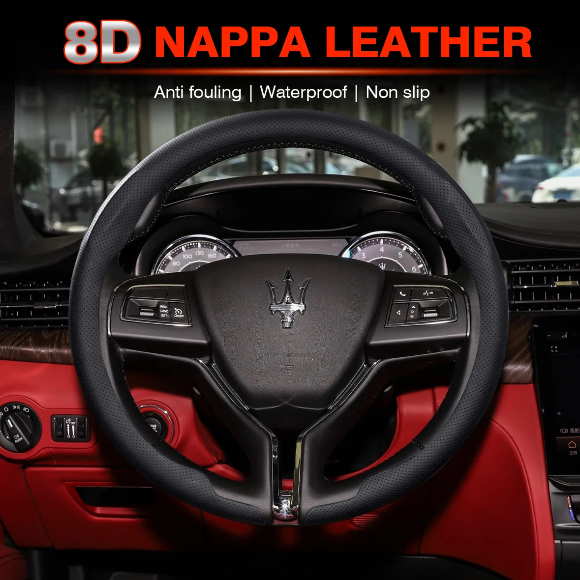 

Nappa leather Car Steering Wheel Cover For Maserati Ghibli Levante Quattroporte MC20 GranSport Spyder GranTurismo Accessories