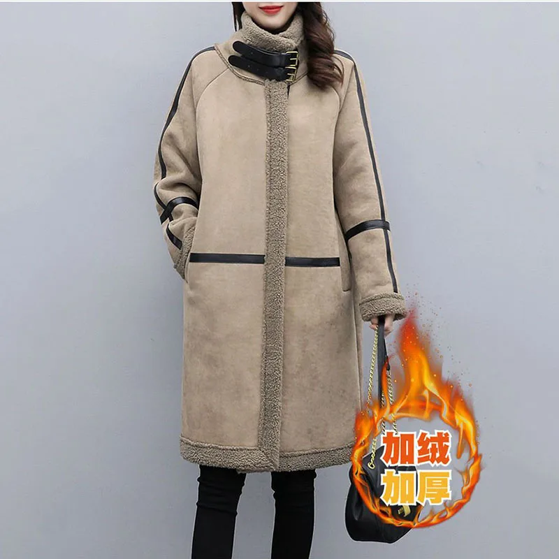 NEW 2024 Winter Women High Quality Fur Coat Loose Lapel Thick Warm Plush Stylish Cashmere Casual Streetwear Lamb Wool Coat 5XL