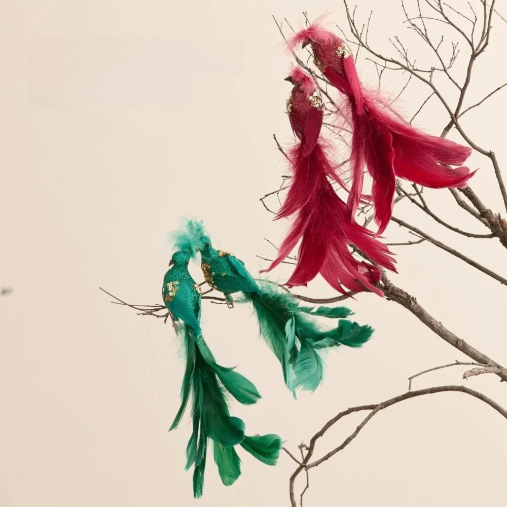 2 قطعة/المجموعة جديد واقعية بريق عيد الميلاد الطيور الحلي بريق محاكاة فو الطيور شجرة عيد الميلاد الديكور جو احتفالي
